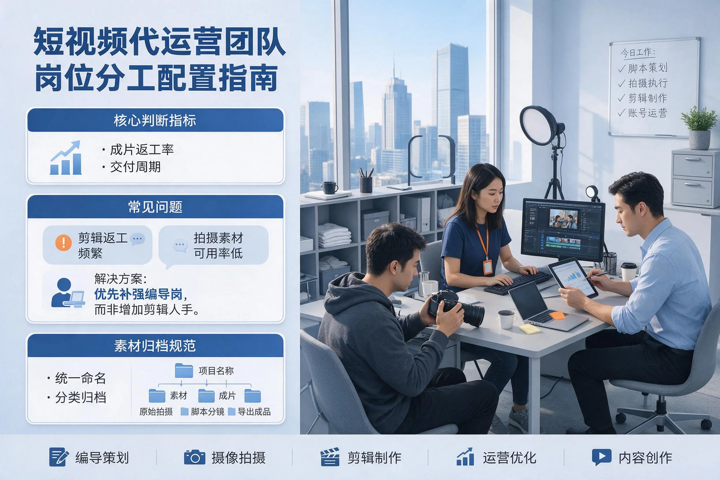 短视频代运营团队如何配置？铜陵企业岗位分工科普说明